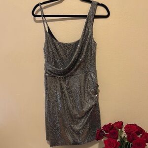 Express Glittering Silver Dress